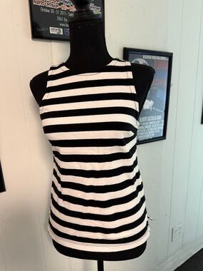 Banana Republic Black and White Striped Tank Top